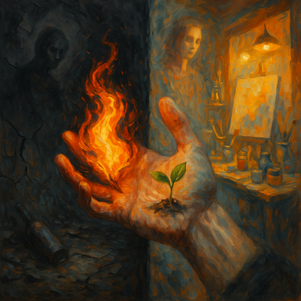 fire and seed in one hand