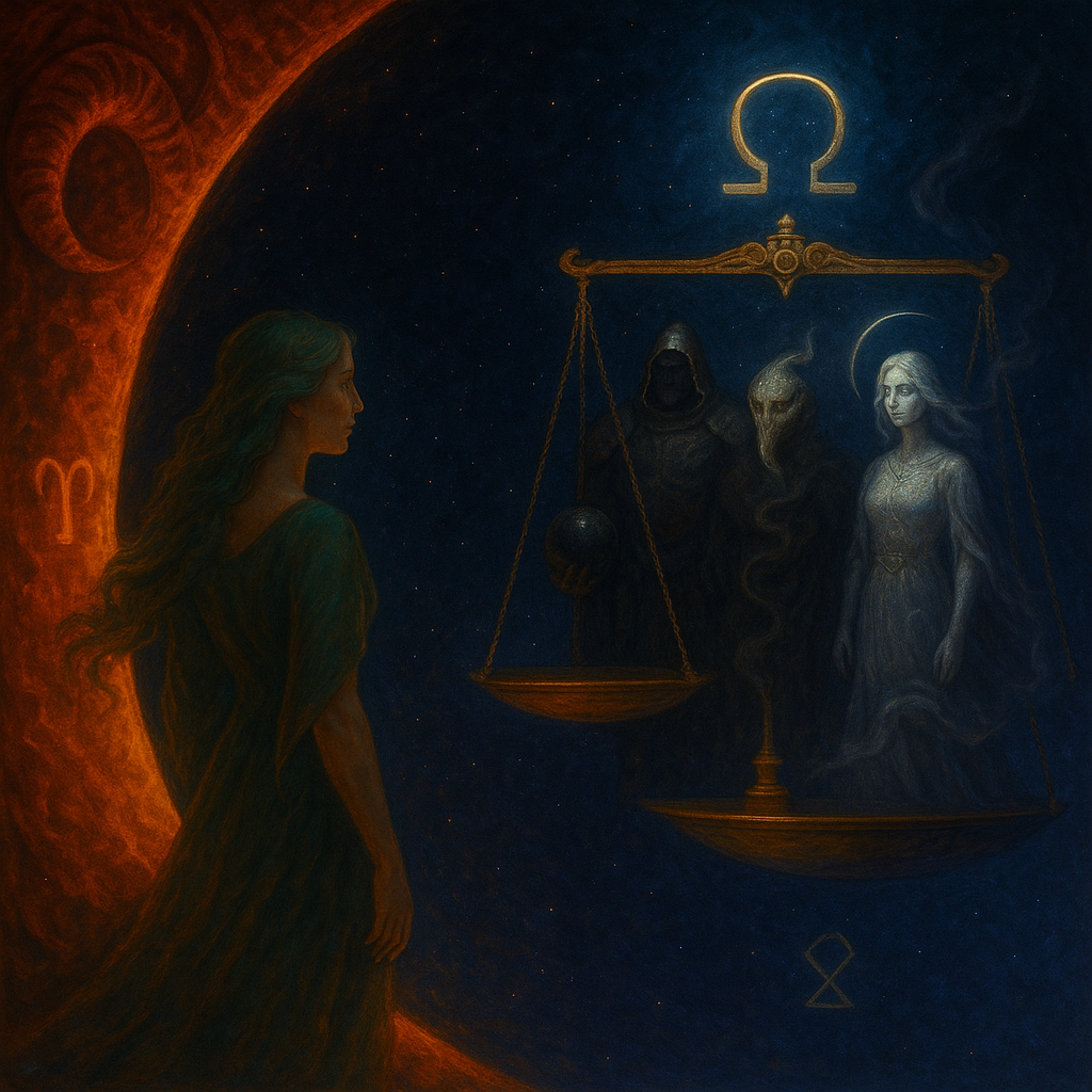Venus stands amidst a fiery Aries setting