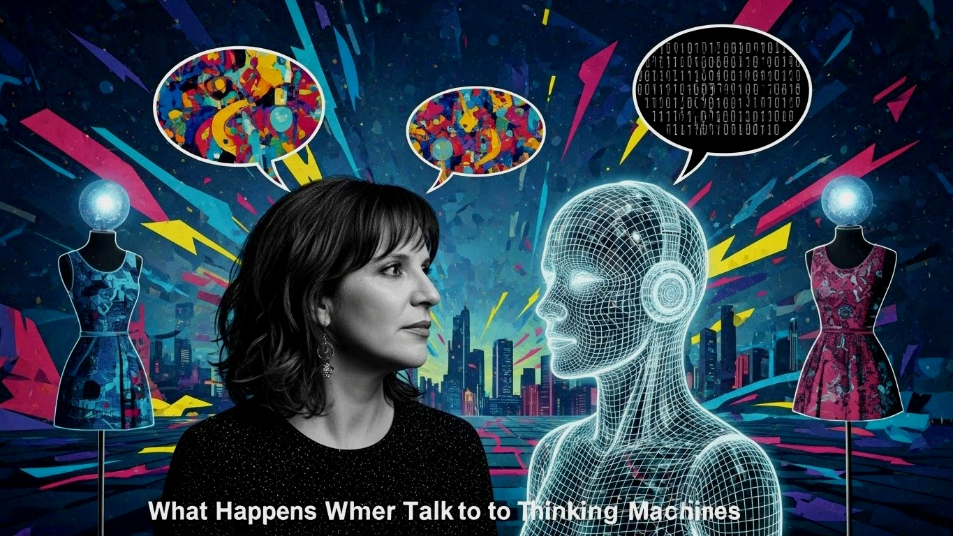 woman talks to machine